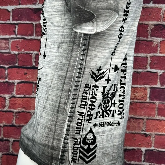 Affliction Men's Short Sleeve Graphic T-shirt -Gray/Black -Various Sizes- NWT - Picture 8 of 13